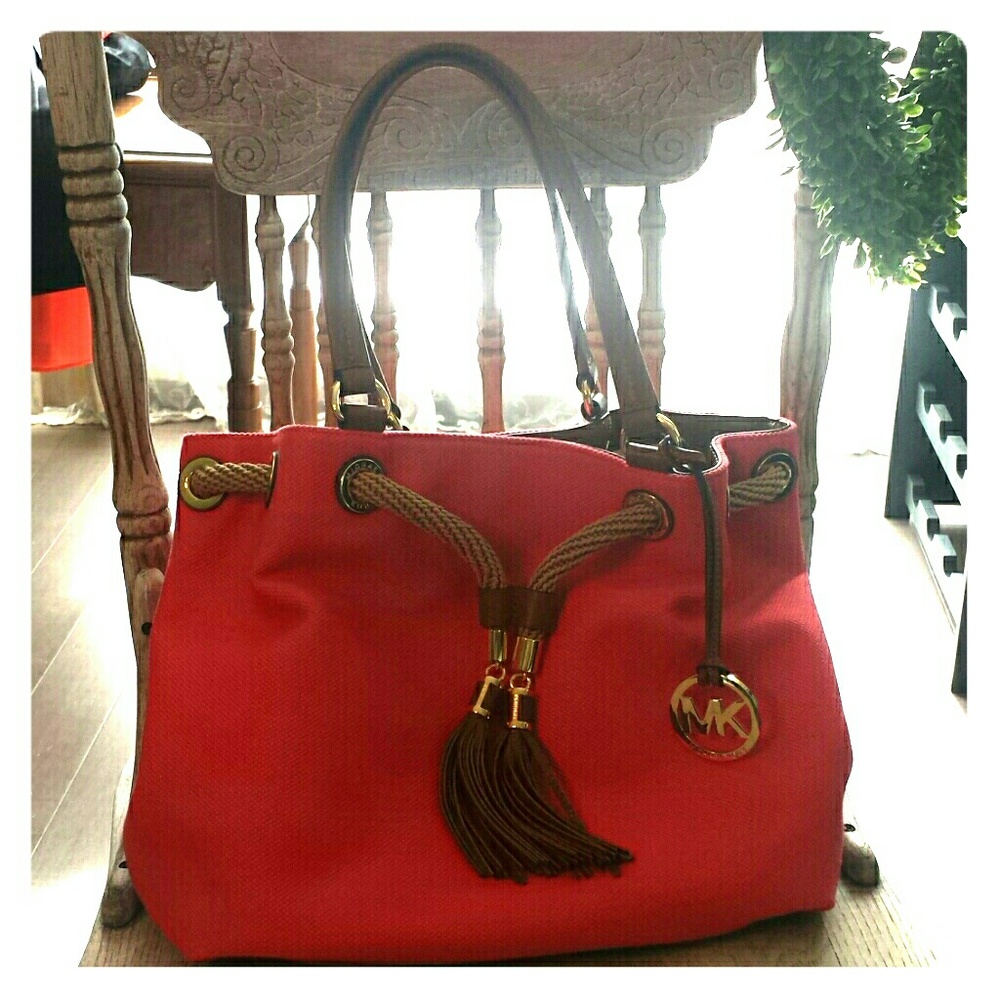 Michael Kors preppy nautical coral tote!